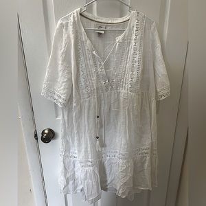Women’s Lightweight White Short Sleeve Linen Dress